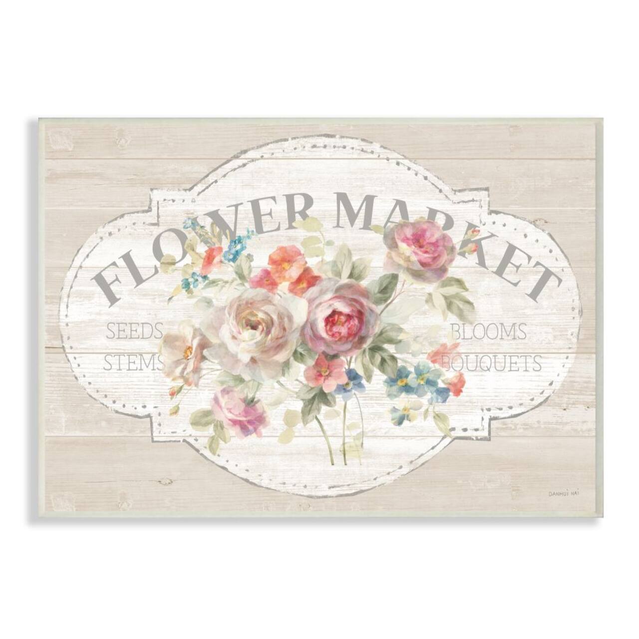 Stupell Industries Vintage Flower Market Wall Plaque
